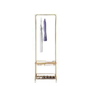 Custom LOGO Salon Gold Metal Human Hair Rack Wig Shop Display Shelf Floor Standing Hair Extension Display <b>Stand</b> - Product Image 1