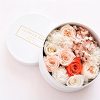 Boîte cadeau ronde de luxe pour fleurs, emballage en papier avec logo personnalisé imprimé, pour rose éternelle, mariage, cadeau fête des mères