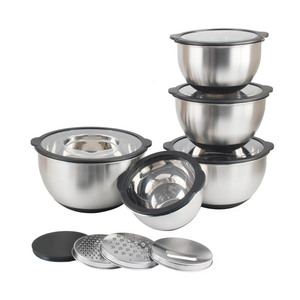 Ensemble de saladiers en acier inoxydable avec couvercles, fond en silicone antidérapant, bols de mélange pour la cuisine, la pâtisserie et le stockage des aliments - Product Image 2