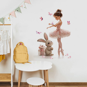 Adesivo Murale Coniglio Ballerina Rosa per Cameretta Bambine, Impermeabile, Autoadesivo, Ecologico in PVC, Decorazione Murale Principessa per Bambini - Product Image 3