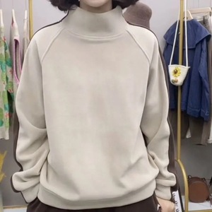 Women's Loose High Neck Sweatshirt Color Blocking Thick Warm Knitted Long Sleeve Autumn Winter Base Layer - Product Image 1