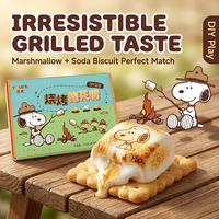 Boîte de 125g de biscuits sandwichs au chocolat et guimauves BBQ, thème dessin animé, vente en gros, collation, marque privée