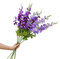 Bunga Delphinium Buatan Berkualitas Tinggi, Bunga Sutra Tangkai Panjang Larkspur 2 Cabang, Bunga Delphinium Biru untuk Dekorasi Rangkaian Pernikahan