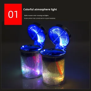 ที่เขี่ยบุหรี่ในรถยนต์แบบแขวนช่องแอร์ ไฟ LED สีสันสดใส ของขวัญแปลกใหม่สำหรับใช้ในบ้าน ขายส่งจากผู้ผลิต - Product Image 4