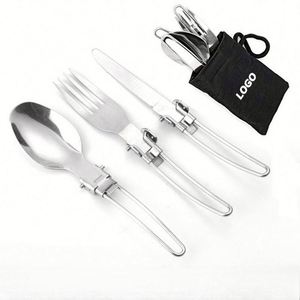 Juego de Cubiertos Portátil de Acero Inoxidable para Camping - Cuchillo, Tenedor y Cuchara Plegables de 3 Piezas para Viajes al Aire Libre y Regalos Promocionales - Product Image 1