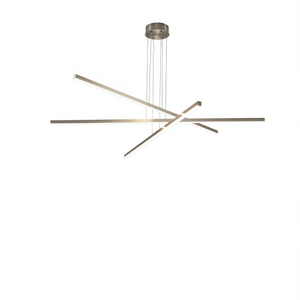 Lustre LED moderne en fer chromé de 48 pouces, luminaire suspendu géométrique à 3 bras réglables pour salle à manger, salon, bureau - Product Image 1