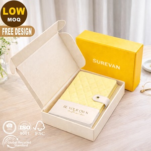 Carnets A5 personnalisés avec logo, couverture rigide tendance, bloc-notes bicolore, boîte avion, journal en cuir PU, coffrets cadeaux fantaisie - Product Image 1