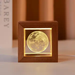 High Quality Home Decoration Custom 3D Laser Engraving Crystal Cube Souvenir Birthday Gifts Night Light