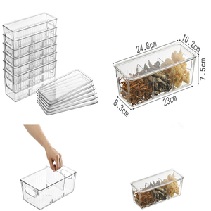 DS1782 dondurucu organizasyon ve depolama gıda eşya kutuları buzdolabı temizle plastik kiler organizatör kutuları için kolu ile - Product Image 6