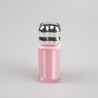 Tubo de Brillo Labial de Plástico Transparente Rosa con Tapa de Rosca Plateada, Envase Cosmético con Forma de Burbuja 3D para Brillo Labial y Aplicador de Rubor