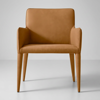 Fauteuil de salle à manger en cuir avec accoudoirs, OEM ODM, personnalisable, style nordique moderne, chaise de salle à manger de luxe rembourrée en tissu