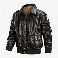 Veste de moto décontractée vintage personnalisée pour homme, veste bomber imperméable, respirante, coupe-vent en PU/polyester, noir turc non tissé