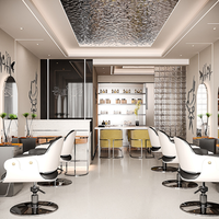 Présentoir mural pour fauteuils de salon de coiffure haut de gamme au style luxueux