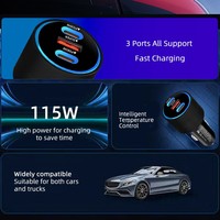Cargador de Coche GaN PD PPS de Aleación de Aluminio Premium de 65W, Adaptador de Encendedor de Cigarrillos de 3 Puertos y 100W, Cargador Rápido USB C de 12V 24V
