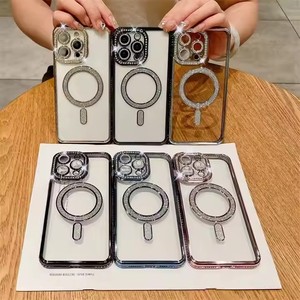 TPU morbida Cover magnetica posteriore per <span class=keywords><strong>iPhone</strong></span> <span class=keywords><strong>11</strong></span> a 17 tutti i modelli di <span class=keywords><strong>protezione</strong></span> per fotocamera con Glitter a diamante - Product Image 3