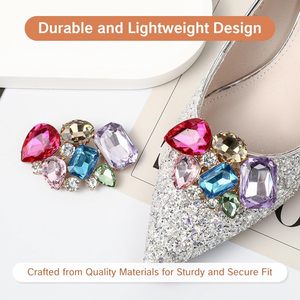 Clips para zapatos para mujer, broche decorativo de cristal multicolor brillante, accesorios para tacones, adornos con clip brillante para zapatos - Product Image 4