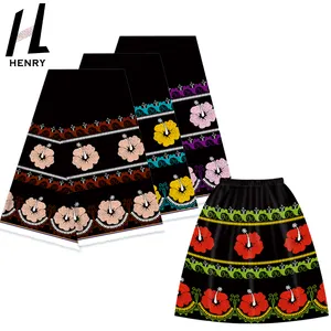 Henry Leverancier Eiland Strand Wrap Rok Dames Tribal Tropisch Patroon Polyester Voor Rok Ondersteuning Op Maat