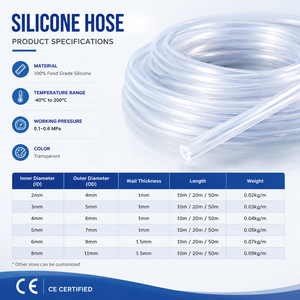 Tube en silicone transparent de qualité alimentaire avec un diamètre intérieur de 1 à 10 mm, tube médical flexible utilisé pour le transport de boissons - Product Image 3