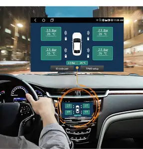 Sistema de control de presión de neumáticos USB, TPMS, 5V, sensores externos internos, Radio de coche Android, 4 sensores