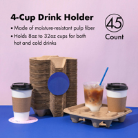 Plateaux porte-gobelets en fibre de pulpe pour 2 tasses, porte-gobelets biodégradable, porte-gobelets jetable pour la livraison