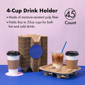 Plateaux porte-gobelets en fibre de pulpe pour 2 tasses, porte-gobelets biodégradable, porte-gobelets jetable pour la livraison - Product Image 3