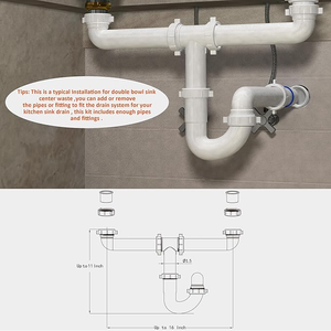 Filtro de fregadero de doble cubeta de gran venta, con escurridor trasero, que ahorra espacio en el gabinete y con tubería de longitud ajustable - Product Image 3