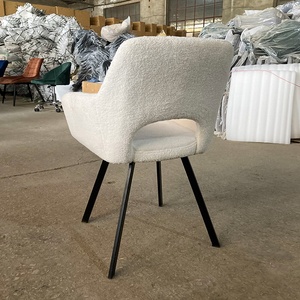 Hiện đại Bắc Âu trắng giữa thế kỷ bọc len sang trọng trở lại mở <span class=keywords><strong>Sherpa</strong></span> ghế thiết kế bông vải phòng ăn ghế ăn - Product Image 6
