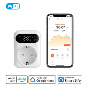 Contrôleur de température sans fil Tuya <span class=keywords><strong>Chauffage</strong></span> et refroidissement Alexa <span class=keywords><strong>Google</strong></span> <span class=keywords><strong>Home</strong></span> Smart Wifi Prise OLED Thermosist pour composants CVC - Product Image 1