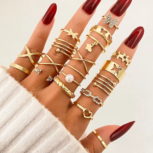 Vintage Style Colorful Zircon Crystal <strong>Ring</strong> butterfly love Geometric Design <strong>Ring</strong> <strong>Set</strong> for <strong>Women</strong> Jewelry Wholesale - Product Image 3