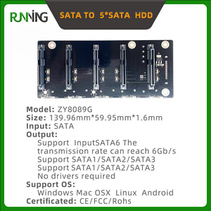 6 Gb/s Yüksek Hızlı 5xSATA PCBA Adaptörü için 5xSATA PCBA Adaptörü, SATA1/2/<span class=keywords><strong>3</strong></span> 2,5/<span class=keywords><strong>3</strong></span>,5 inç SSD/HDD'leri Destekler, CE/FCC/RoHS Sertifikalı, Sürücüye Gerek Yok - Product Image 3