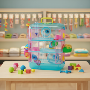 <span class=keywords><strong>Cage</strong></span> à <span class=keywords><strong>hamster</strong></span> en plastique en gros d'usine, trois étages, facile à assembler, grand espace, portable, durable, transportable - Product Image 2