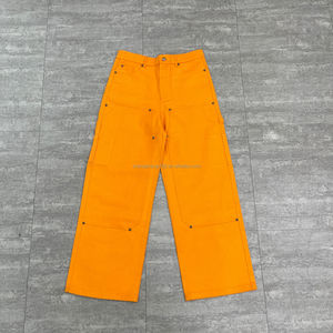 Streetwear personalizado Casual Couro Encerado Calças Especializadas Studs Botton Iridescent Laser Tag <span class=keywords><strong>Baggy</strong></span> Carpenters Calças dos homens - Product Image 1