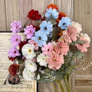 ดอกซินเนียประดิษฐ์ 6 หัว ยี่ห้อ Yixuan สำหรับตกแต่งงานแต่งงานและบ้าน - Product Image 1