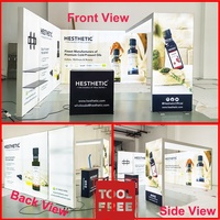 Stand d'exposition modulaire 10x10 avec cadre SEG, éclairage LED et étagères, sans outil, portable