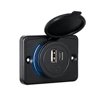 Chargeur USB pour voiture 12V 24V, double port USB 10W+10W, étanche, à monter sur panneau, pour bateau, moto, camping-car, marine, camion