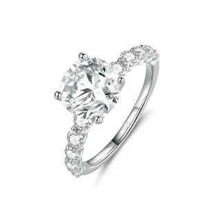 2021 anillo de joyeria Diamond Gemstone Costume Women Silver Ring Trendy Jewelry Oval Cubic Zirconia anillo de plata de ley 925
