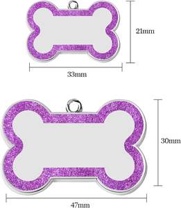 Персонализированная бирка для животных с гравировкой имени и текста, именная бирка для собак, блестящая бирка-кость для щенков и кошек - Product Image 3