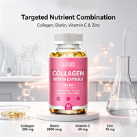Capsules de collagène hydrolysé en marque privée, 60 pièces, complément beauté pour l'élasticité de la peau, les soins des cheveux et des ongles