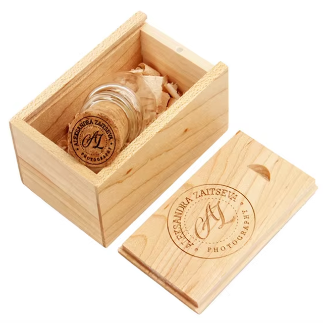 Custom Logo USB 3.0 U Disk Glass Drift Bottle With Cork Flash Drive Pendrive 4GB 8GB 16GB 32GB 64GB 128GB with Wedding Gift Box