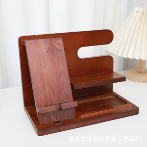 Wooden Desktop Organizer Multi Layer Storage <b>Rack</b> For Phone <b>Glasses</b> Keys Office Desk Living Room Stand Type Rectangle Shape - Product Image 3