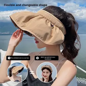 Летняя шляпа от солнца в Корейском стиле, полосатая шляпа с широкими полями, закрывающая лицо, свежая, Модная Портативная шляпа в форме раковины - Product Image 4