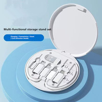 Support de téléphone portable portable 60W 3A à charge rapide avec boîte de rangement multifonctionnelle pour câble de données Micro-USB et ensemble d'adaptateurs