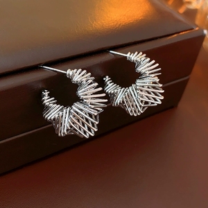 LT-MS-200 Irregular Mesh Twisted Hollow Earrings Niche Cool <strong>High</strong>-<strong>end</strong> Feel 18K Titanium Steel <strong>Jewelry</strong> Wholesale Trendy - Product Image 3
