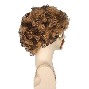Perruque courte bouclée pour <span class=keywords><strong>homme</strong></span>, style afro disco des années 70, en fibre synthétique haute température, pour cosplay et fêtes - Product Image 5