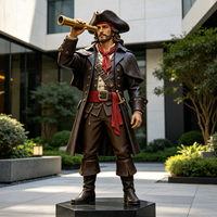 Statue de pirate moderne grandeur nature en résine pour jardin extérieur, sculpture de capitaine en fibre de verre à vendre