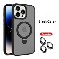 Coque de téléphone magnétique mate en gros, antichoc en acrylique + TPU avec support anneau invisible pour iPhone 16 15 14 13 12 11 OEM