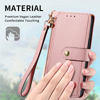 Étui portefeuille RFID antichute, étanche et antichoc de haute qualité avec fentes pour cartes en cuir et dragonne pour S25 Ultra