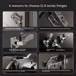 Charnières de meuble à dégagement rapide à deux étapes Higold Série L2.0 avec réglage excentrique pour portes en bois - Product Image 4