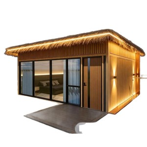Casa de Madera Moderna para Uso en Hoteles y Villas, con Techo de Paja y Grandes Ventanas de Vidrio, Diseño Ecológico - Product Image 1