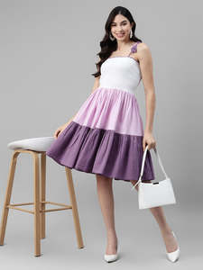 Women's Solid Cotton A-Line Knee-Length Autumn Dress Festive Fancy Casual Trending Stylish <b>Long</b> One Piece Western - Product Image 1